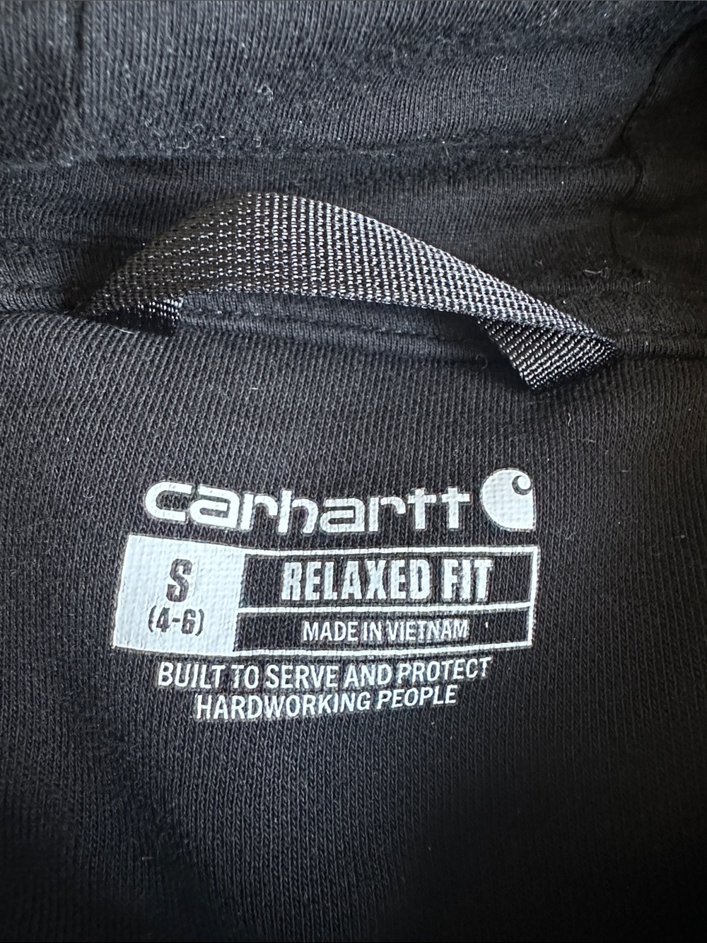 Carhartt Black Pullover Hoodie with White Sleeve Logo - Picture 2 of 2